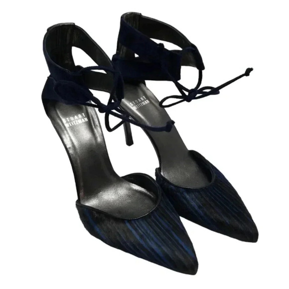 {Stuart Weitzman} Women's Striped Calf Hair Strappy Stilleto Heels - Picture 3 of 15